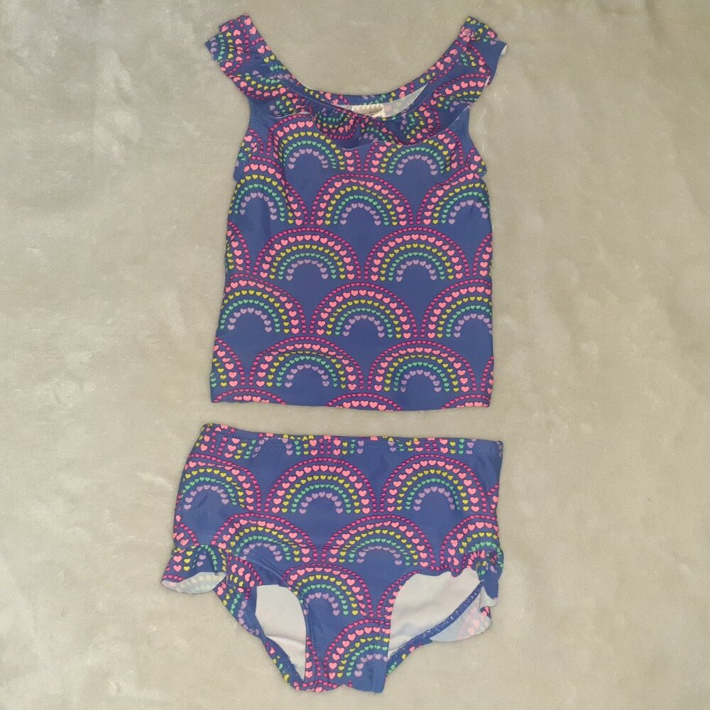 OSH KOSH 2 PC SWIMSUIT RAINBOW RUFFLED BATHINGSUIT TANKINI-BABY GIRLS SIZE 12M